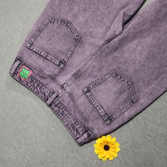 EMPYRE High Rise Baggy Relaxed Wide Leg Acid Wash Purple Skater "Mom" Jeans - Picture 6 of 17